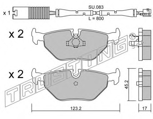 TRUSTING 185.0W Brake Pad Set, disc brake